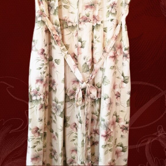 J.B.S. Ltd Linen Heavyweight Pleated Tan Floral Dress - Picture 6 of 8